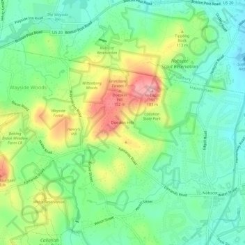 Mappa topografica Doeskin Hills, altitudine, rilievo