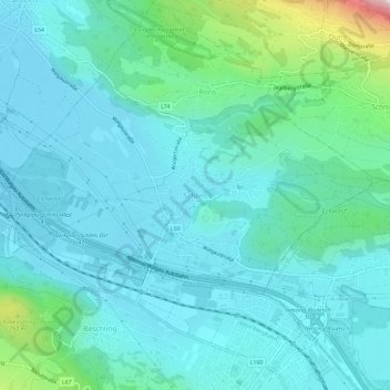 Mappa topografica Schlins, altitudine, rilievo