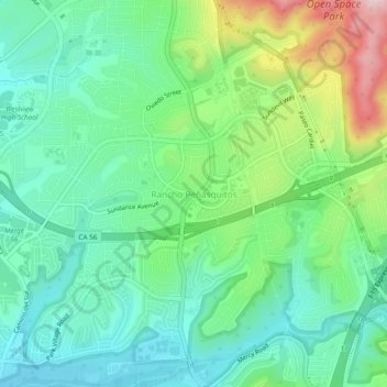 Mappa topografica Rancho Peñasquitos, altitudine, rilievo
