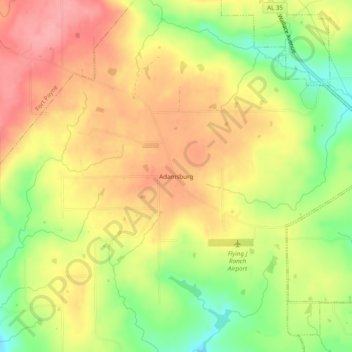Mappa topografica Adamsburg, altitudine, rilievo