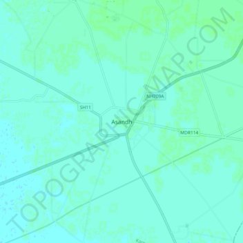 Mappa topografica Asandh, altitudine, rilievo