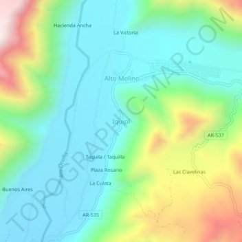Mappa topografica Iquipí, altitudine, rilievo