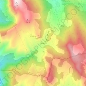 Mappa topografica L'Eygave, altitudine, rilievo