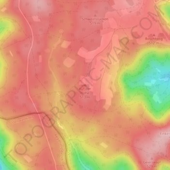 Mappa topografica Auf der Höhe, altitudine, rilievo