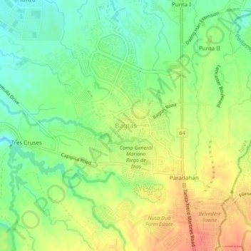 Mappa topografica Bagtas, altitudine, rilievo