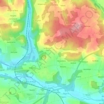 Mappa topografica Le Bourron Bas, altitudine, rilievo