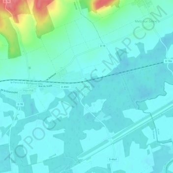 Mappa topografica Toury, altitudine, rilievo