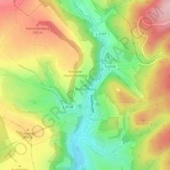 Mappa topografica Brückenberg, altitudine, rilievo