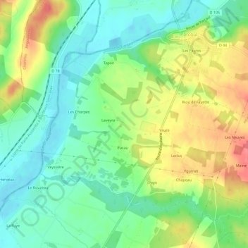 Mappa topografica Pommier, altitudine, rilievo