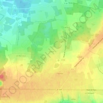 Mappa topografica Chartre, altitudine, rilievo