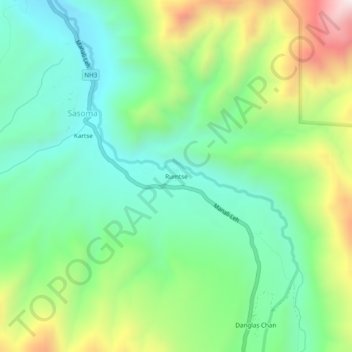 Mappa topografica Rumtse, altitudine, rilievo