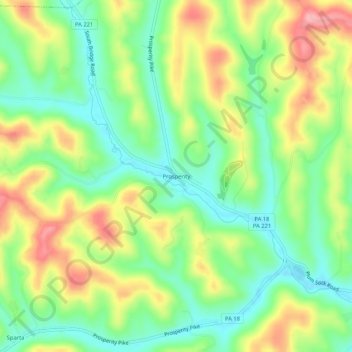 Mappa topografica Prosperity, altitudine, rilievo