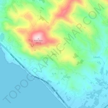 Mappa topografica Seki, altitudine, rilievo