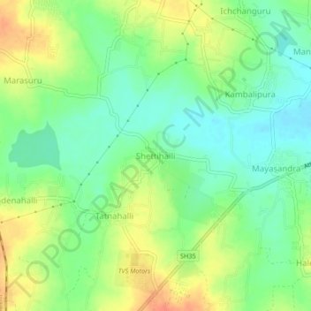 Mappa topografica Shettihalli, altitudine, rilievo