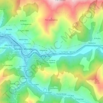 Mappa topografica Oyanco, altitudine, rilievo