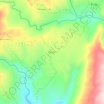 Mappa topografica Bagtic, altitudine, rilievo