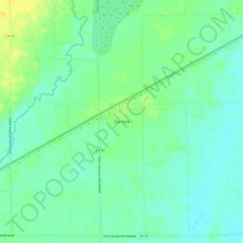 Mappa topografica Oak Park, altitudine, rilievo