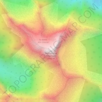 Mappa topografica Whitehorse Mountain, altitudine, rilievo