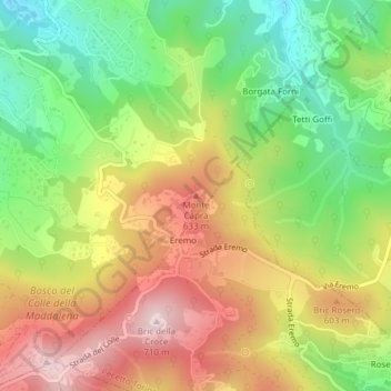 Mappa topografica Monte Capra, altitudine, rilievo