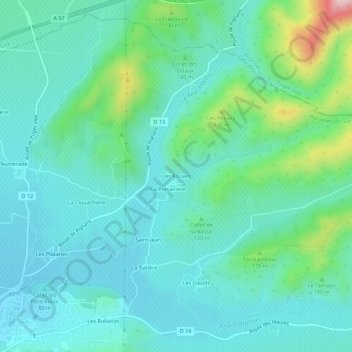 Mappa topografica Les Rouves, altitudine, rilievo