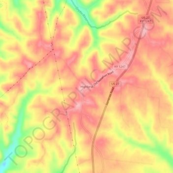 Mappa topografica Highland, altitudine, rilievo