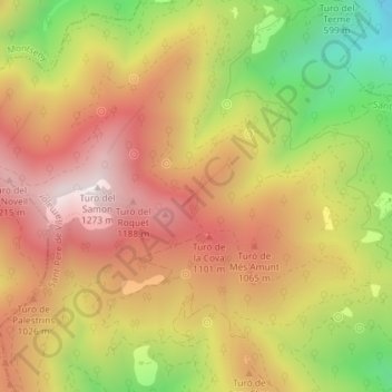 Mappa topografica Carena del Faig, altitudine, rilievo