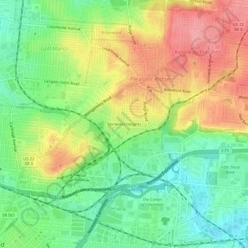 Mappa topografica Norwood Heights, altitudine, rilievo