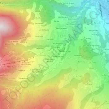 Mappa topografica Le Perron, altitudine, rilievo