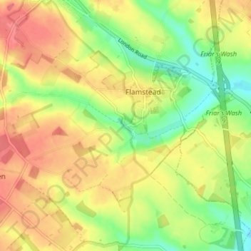 Mappa topografica Trowley Bottom, altitudine, rilievo