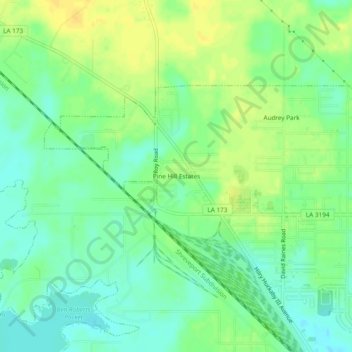 Mappa topografica Pine Hill Estates, altitudine, rilievo
