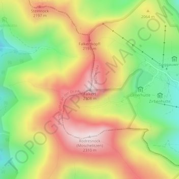 Mappa topografica Falkert, altitudine, rilievo