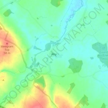 Mappa topografica Aby, altitudine, rilievo