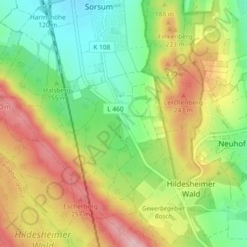 Mappa topografica Schafweide, altitudine, rilievo