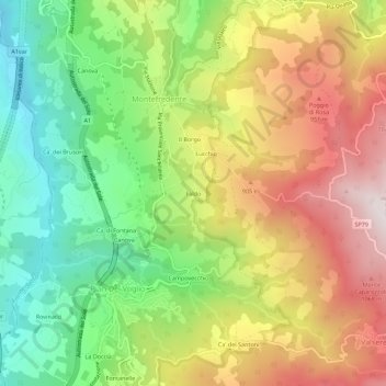 Mappa topografica Faldo, altitudine, rilievo