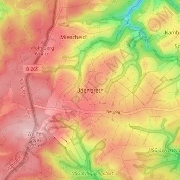 Mappa topografica Udenbreth, altitudine, rilievo
