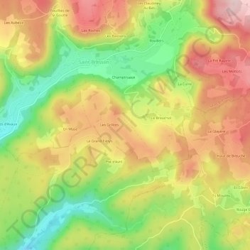 Mappa topografica Le Fahys, altitudine, rilievo