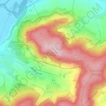 Mappa topografica Gleisberg, altitudine, rilievo