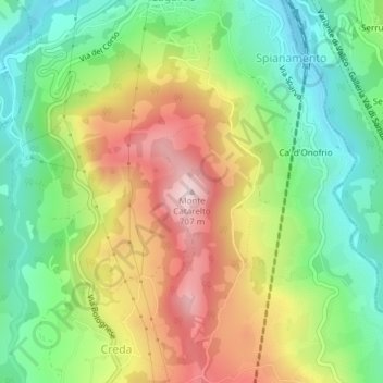 Mappa topografica Monte Catarelto, altitudine, rilievo