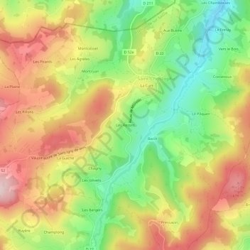 Mappa topografica Les Resses, altitudine, rilievo