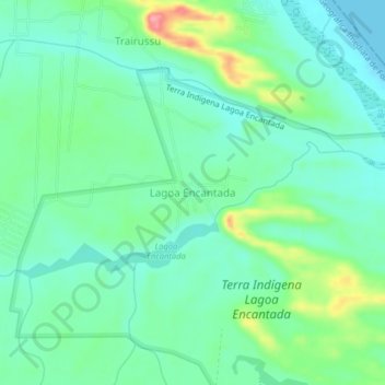 Mappa topografica Lagoa Encantada, altitudine, rilievo