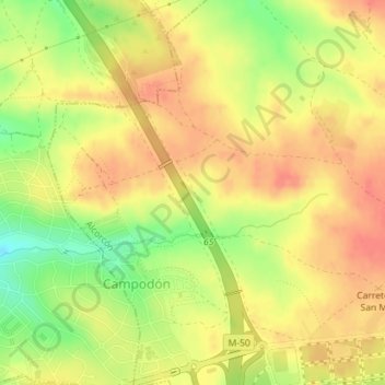 Mappa topografica Retamar de la Huerta, altitudine, rilievo