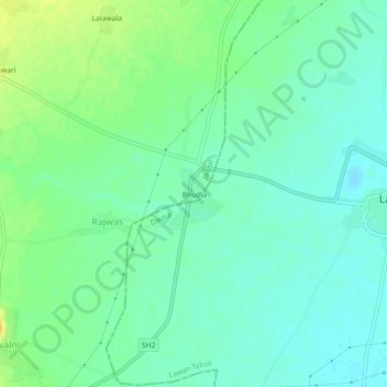 Mappa topografica Bhudla, altitudine, rilievo