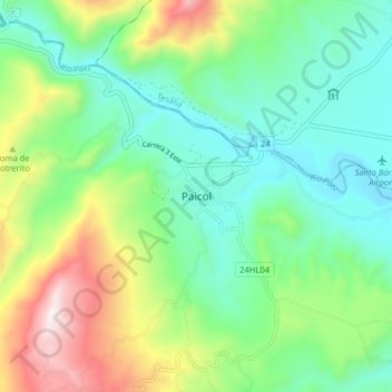 Mappa topografica Paicol, altitudine, rilievo