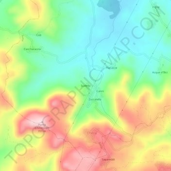 Mappa topografica Scalella, altitudine, rilievo
