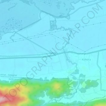 Mappa topografica Kohora, altitudine, rilievo