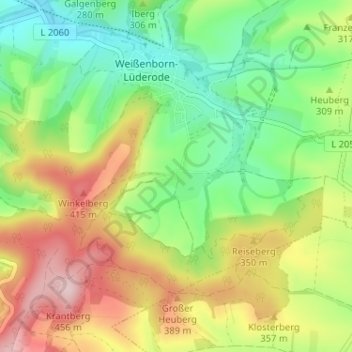 Mappa topografica Gerode, altitudine, rilievo