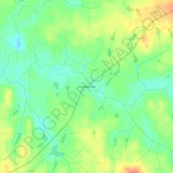 Mappa topografica Ossahatchie, altitudine, rilievo