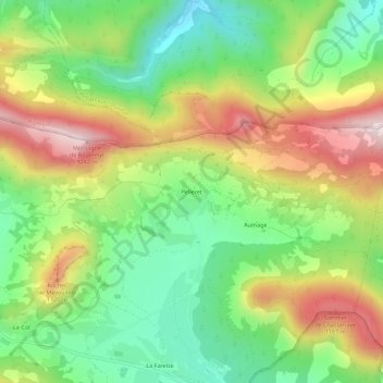 Mappa topografica Pelleret, altitudine, rilievo