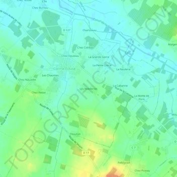 Mappa topografica Les Ridelleries, altitudine, rilievo