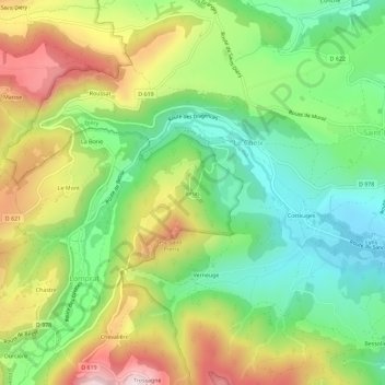Mappa topografica Jonas, altitudine, rilievo